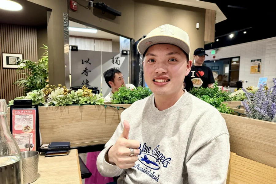 Bradley, a 23-year-old student from San Jose, attending a watch party for Team Taiwan during the World Baseball Classic